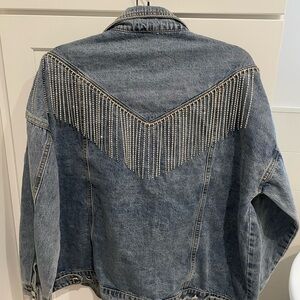 Women’s denim rhinestone fringe jacket